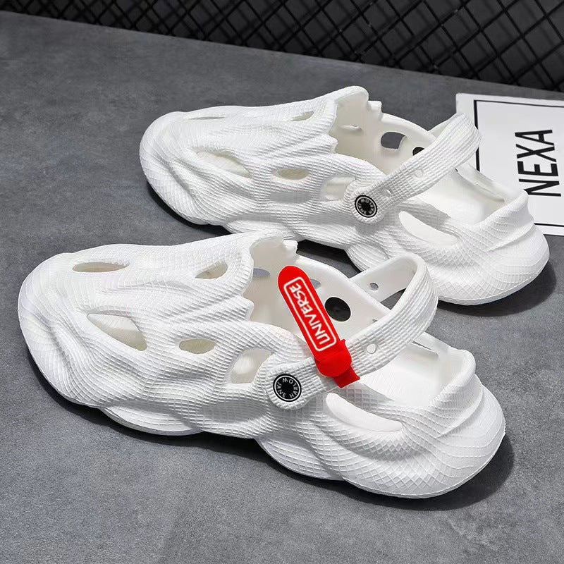 Coconut Slippers Couple Summer Dual-use Closed Toe Beach Hole Shoes (Available)