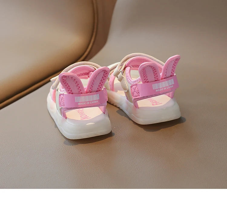 Children's Sandals 2-12 Years Old Cartoon Greenish Pink Soft Boys Girls Beach Shoes Casual Non-slip Kids Baby Sports Sandals