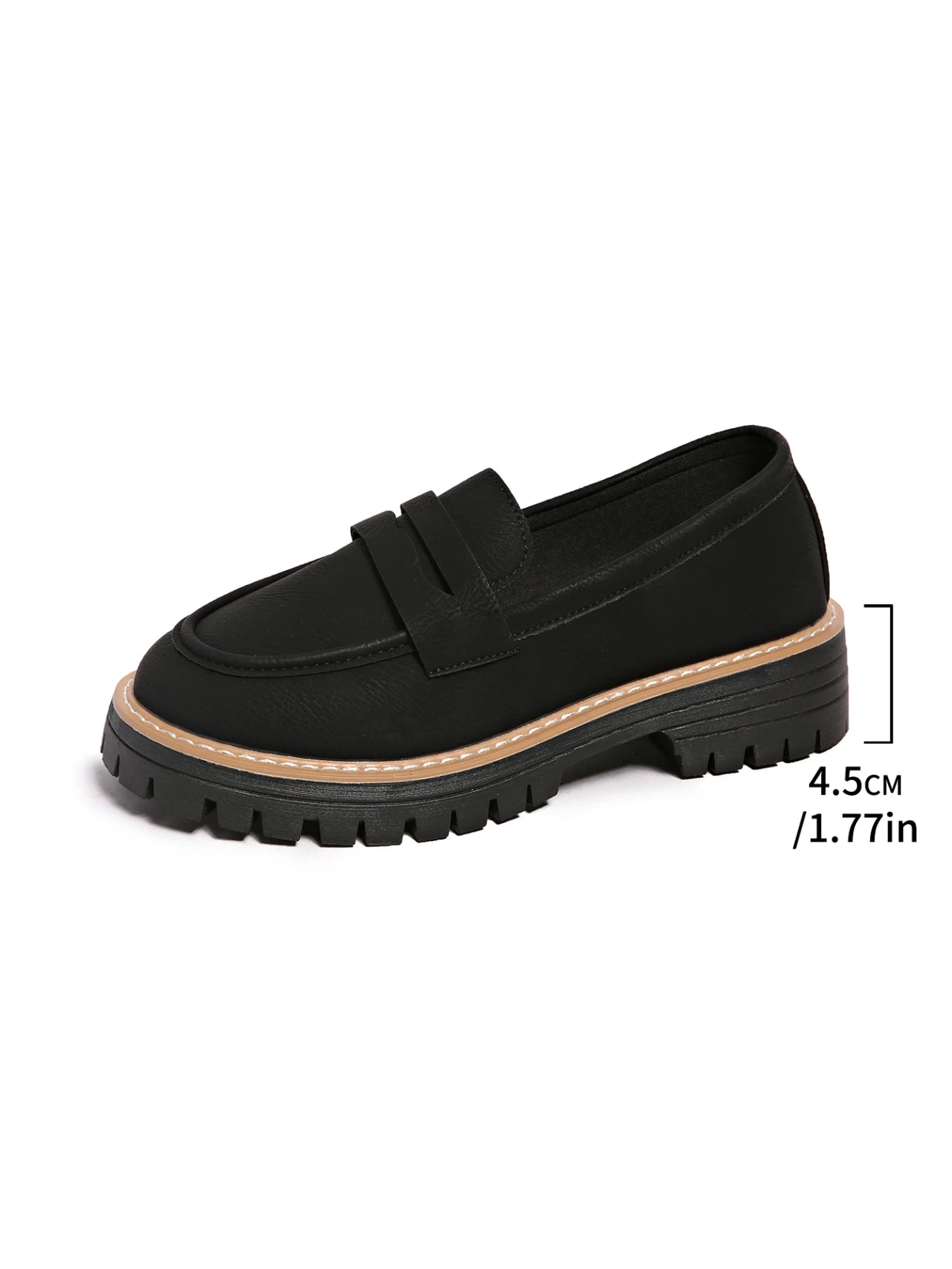 New Black/Brown Solid Color Thick-Soled Loafers Women's Platform Slip-On Shoes Retro Versatile Small Leather Shoes for Commuting