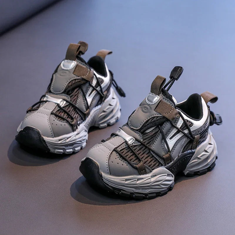 Boys Running Shoes Handsome Trendy Children Sneakers Mesh Breathable 2025 New Fashion Kids Sports Shoes Non-slip Thick Soft Sole