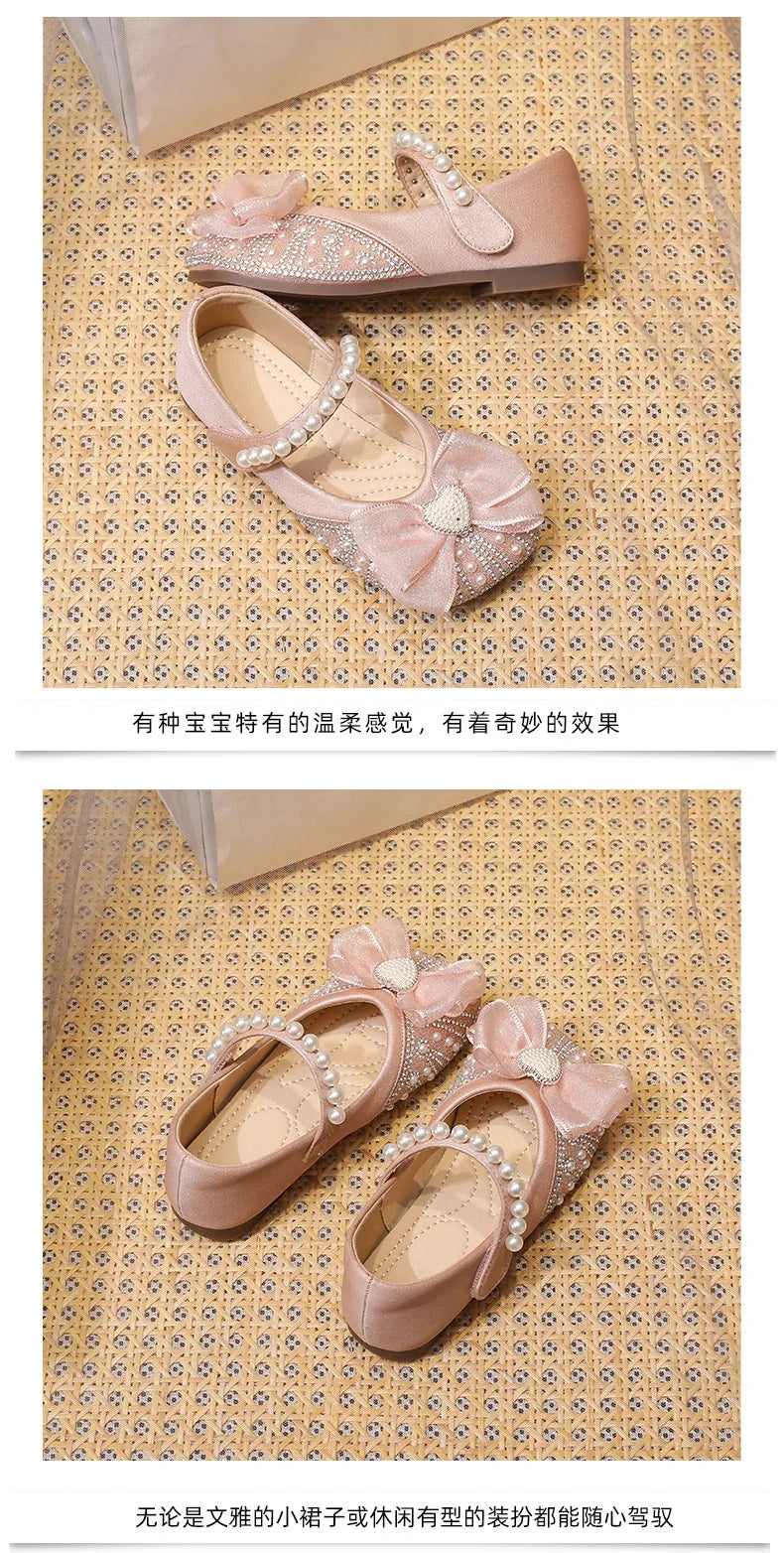Girls’ Princess-Style Dress Shoes – Faux Leather Mary Janes with Sparkle Accents, Comfortable for Parties & Special Occasions