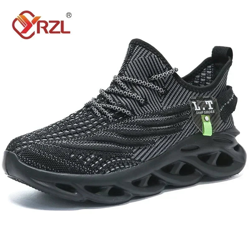 Men Sports Running Black Jogging Shoes Casual Sneakers Outdoor Breathable Mesh Women Light Shock-absorption Black Tennis