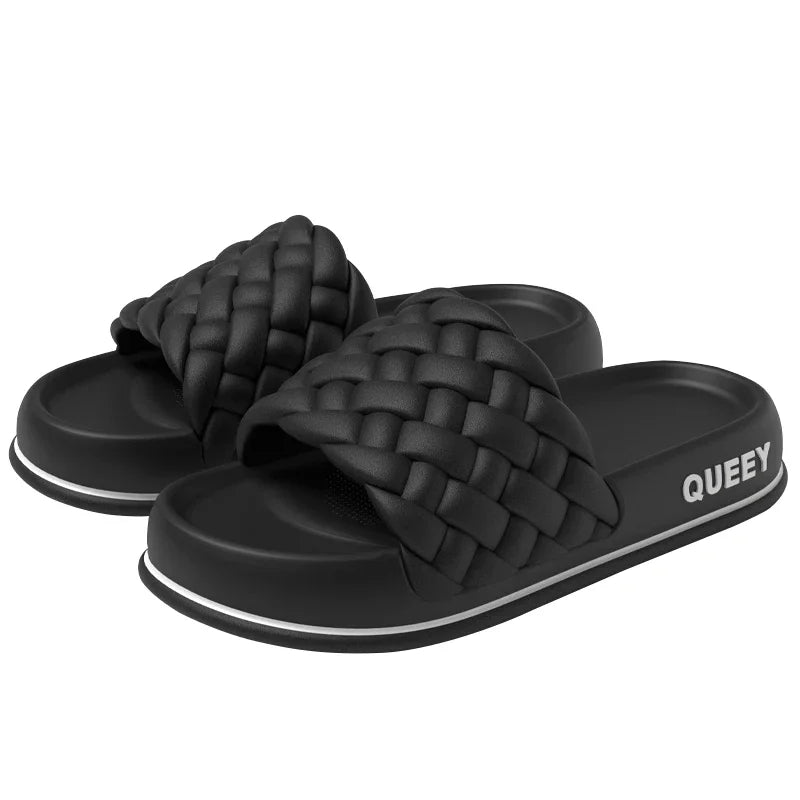 2024 Summer Women Thick Slippers Sole Beach Slides Bathroom Anti-Slip Soft Sandals Fashion Ladies Cloud Shoes Sandals