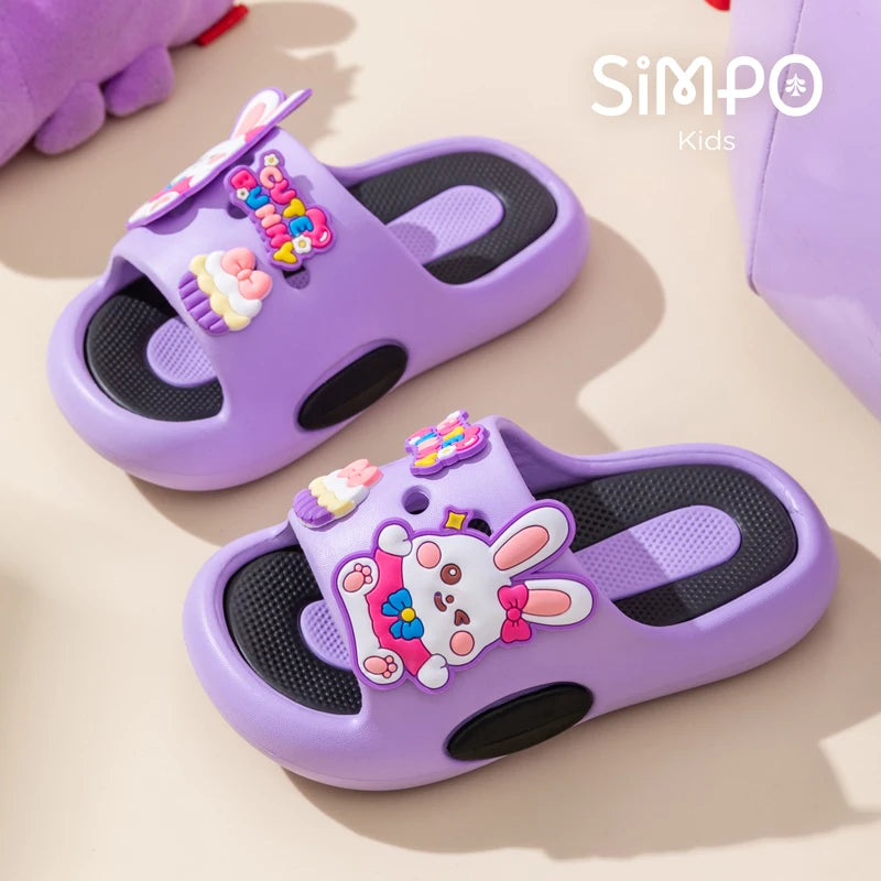 Cute Bunny Children's Home Slippers Girls' Summer Footwear Beach Sandals For Kids Thick Sole Soft Non-slip Home Bathroom Shoes