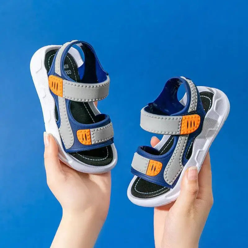 Home Children's Sandals Summer New Style Imitation Leather Casual Primary School Students Soft Bottom Beach Boys' Sandals