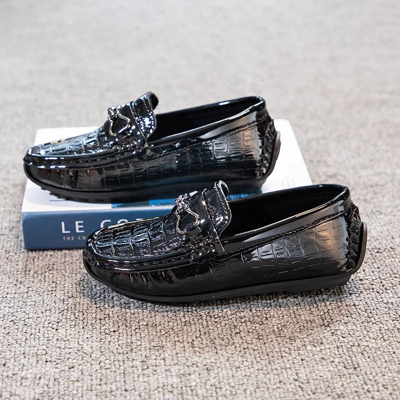 Children's Leather Shoe Boys Moccasins Non-slip Britain Style Round-toe Flat Shoes 2025 Autumn Fashion Casual Kids Loafers