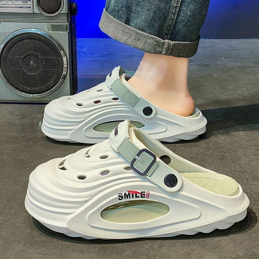 Summer Thick Bottom Shit Feeling Plus Size Closed-toe Slippers Men (Available)
