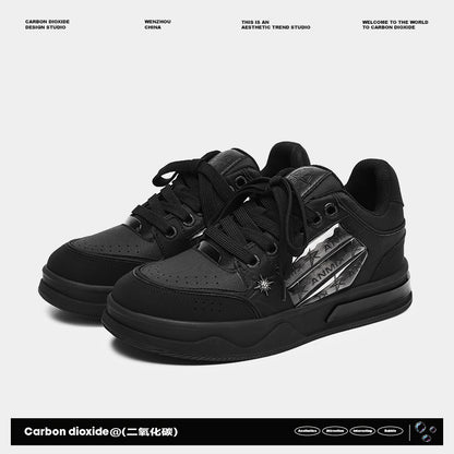 Couple's Black All-match National Fashion Platform Star Pattern Sneakers