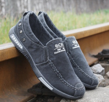 Summer new men's canvas shoes a pedal breathable lazy shoes men low to help the old Beijing cloth shoes spring casual shoes  (Available)