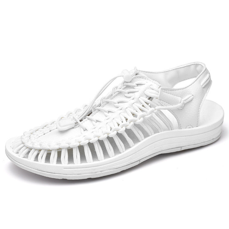 Fashion Woven Sandals Women Men Drawstring Tie Roman Shoes Summer (Available)