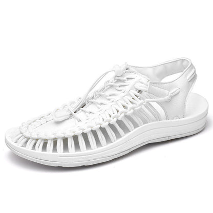 Fashion Woven Sandals Women Men Drawstring Tie Roman Shoes Summer (Available)