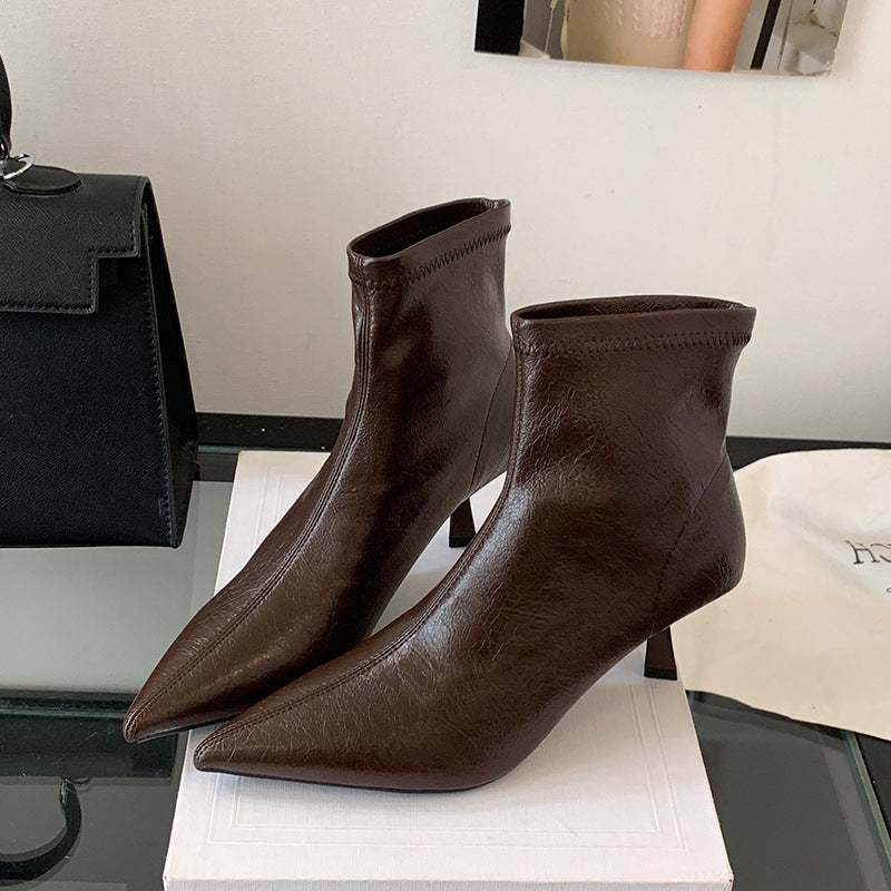 Women's Fashion Pointed Toe Stiletto Heel Ankle Boots