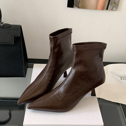 Women's Fashion Pointed Toe Stiletto Heel Ankle Boots