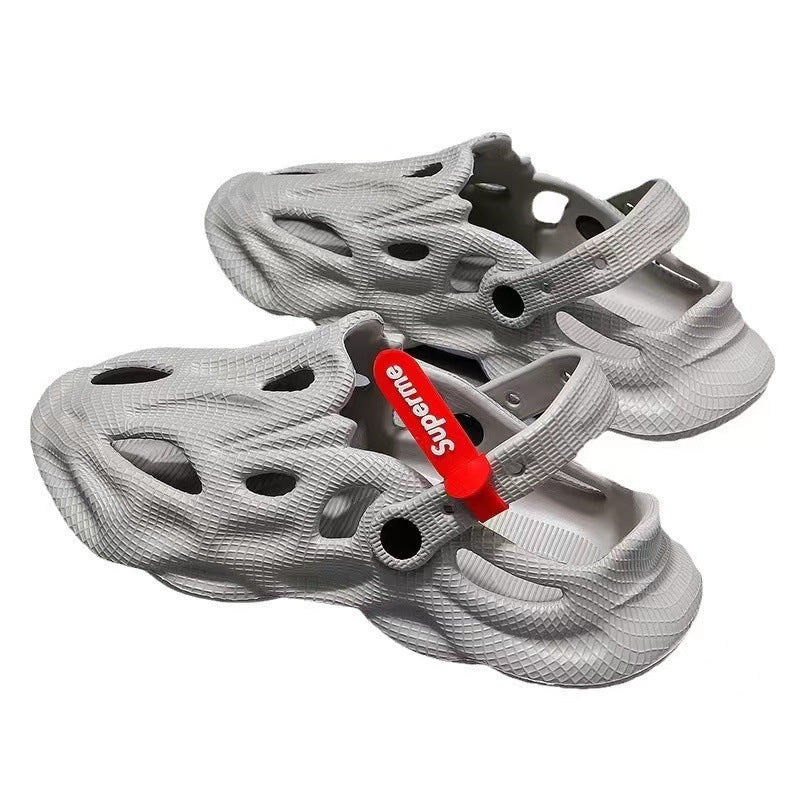 Coconut Slippers Couple Summer Dual-use Closed Toe Beach Hole Shoes