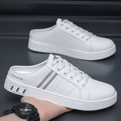 Summer Men's Casual Breathable Semi Slipper White Shoes