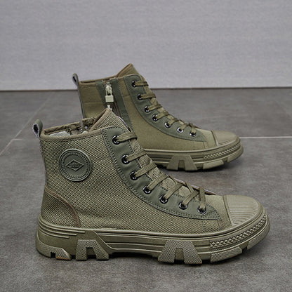 Breathable Men's High-top Non-slip Wear-resistant Side Zipper Protective Shoes