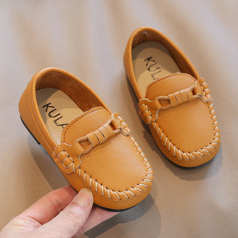 Korean Style Casual Children Gommino Soft Bottom Slip On Baby Shoes Boys' Leather Shoes Slip-on