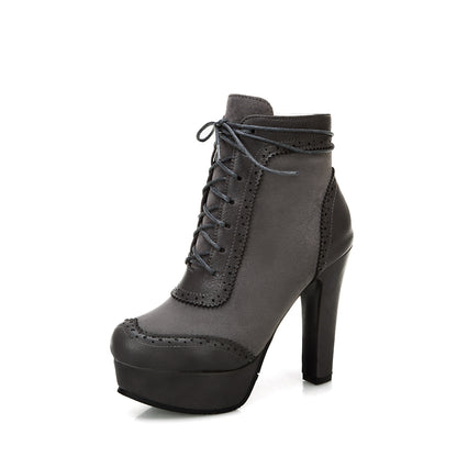 Women's Ultra-high Heel Round Toe Low-cut Martin Boots