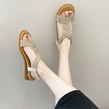 Women's Flat, Wedge-heeled, Slip-on Roman Sandals
