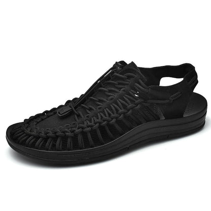 Fashion Woven Sandals Women Men Drawstring Tie Roman Shoes Summer (Available)