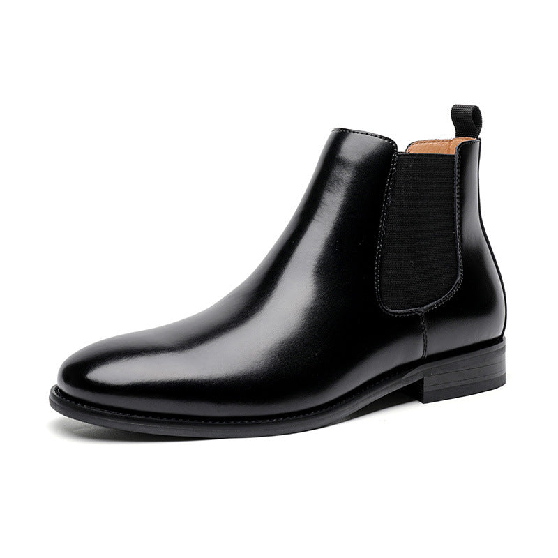 British Retro Chelsea Men's Shoes Leather Short Boots Fleece-lined