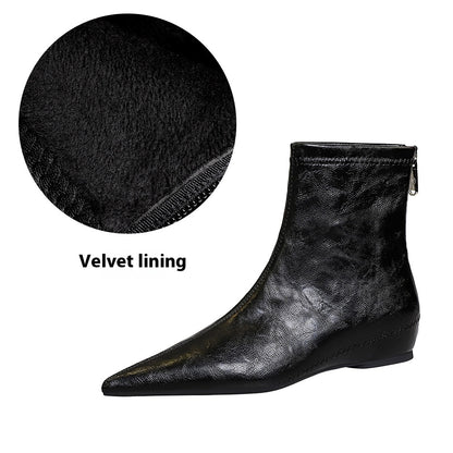 Retro Female Boots Comfortable Low Heel Wedge Hidden Heel