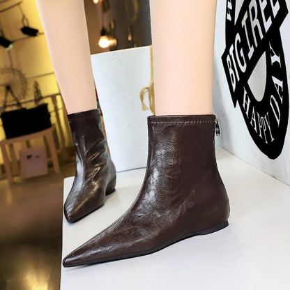 Retro Female Boots Comfortable Low Heel Wedge Hidden Heel