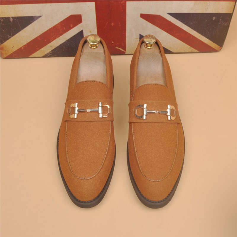 Leather Shoes Men's Casual Suede Shoes Fashion Korean Style Pointed Toe