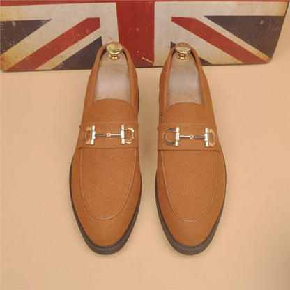 Leather Shoes Men's Casual Suede Shoes Fashion Korean Style Pointed Toe