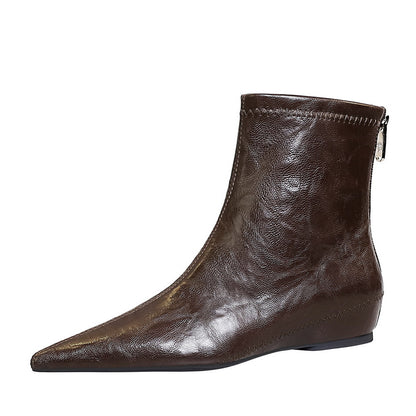 Retro Female Boots Comfortable Low Heel Wedge Hidden Heel