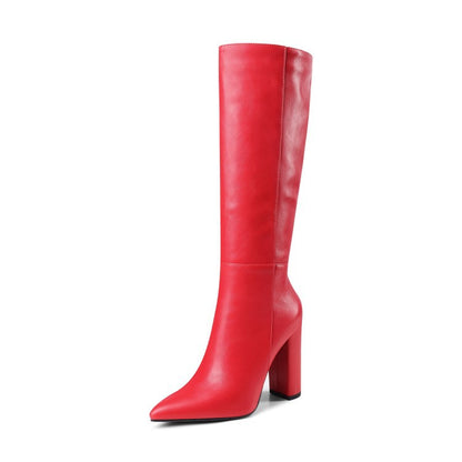 Pointed Toe Chunky Heel High Heel Autumn And Winter Women's High Boots