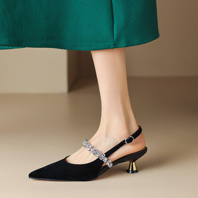 Summer Pointed Toe Strap Mid Heel Toe Box Sandals