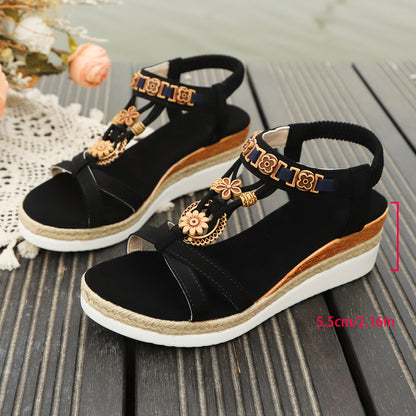 Open Toe Plus Size Thick Bottom Wedge Sandals