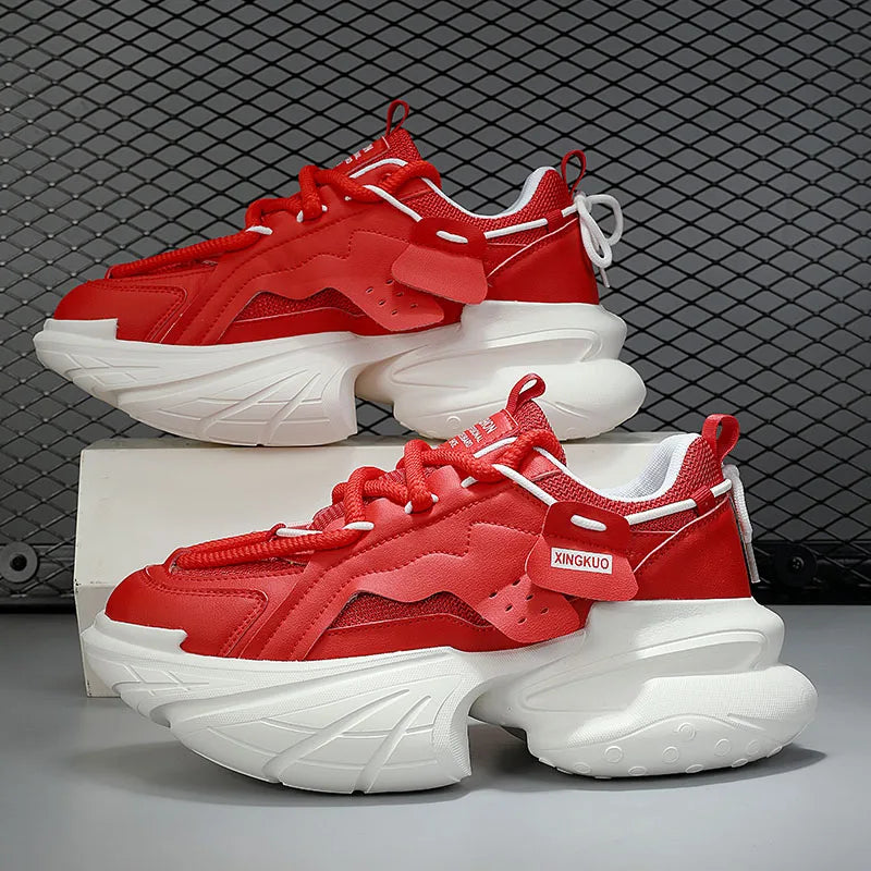 Men's Sneakers British Style Casual Platform Shoes For Men Sport Running Athletic Basketball Punk Red Sneakers Male 2025 Good