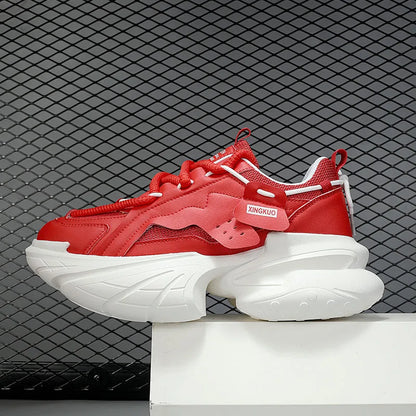 Men's Sneakers British Style Casual Platform Shoes For Men Sport Running Athletic Basketball Punk Red Sneakers Male 2025 Good