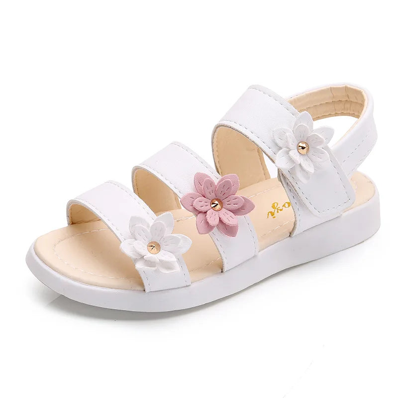 Girls Sandals Gladiator Flowers Sweet Soft Children's Beach Shoes Kids Summer Floral Sandals Princess Fashion Cute High Quality