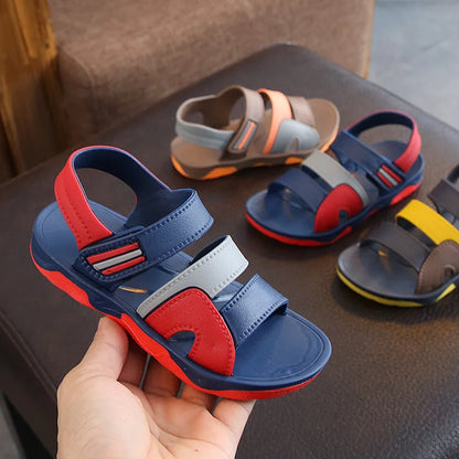 New Summer Children Sandals for Boys Flat Beach Shoes Kids Sports Casual Student Leather Sandals Soft Non-slip Fashion Wild