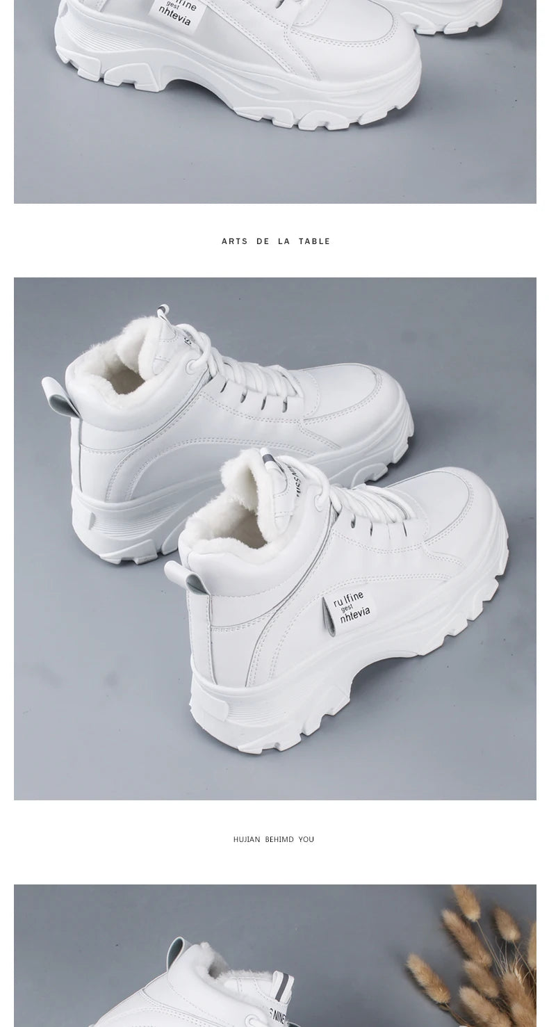 Women's casual sneakers; winter sneakers with plush fur; warm women's shoes; women's shoes with lacing women's shoes on Fashion