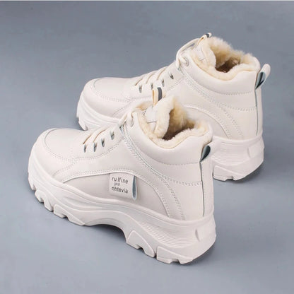 Women's casual sneakers; winter sneakers with plush fur; warm women's shoes; women's shoes with lacing women's shoes on Fashion