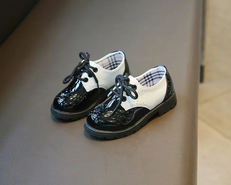 Children's Leather Shoes Round Toe Lace-up Elegant Spring Soft Comfy Baroque Style Kids Casual Shoe Boys Girls Flat Shoes