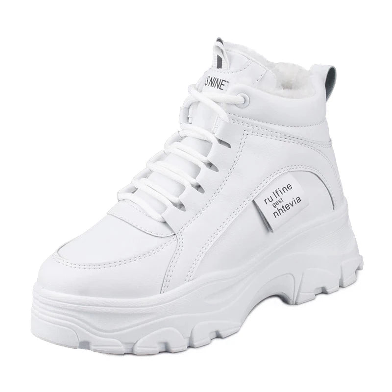 Women's casual sneakers; winter sneakers with plush fur; warm women's shoes; women's shoes with lacing women's shoes on Fashion