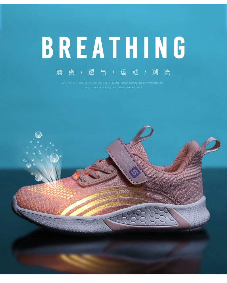 Girls Running Shoes Child White Mesh Sneakers Student Kids Summer Female Fashion Children Autumn Colorful Sport Shoes Light