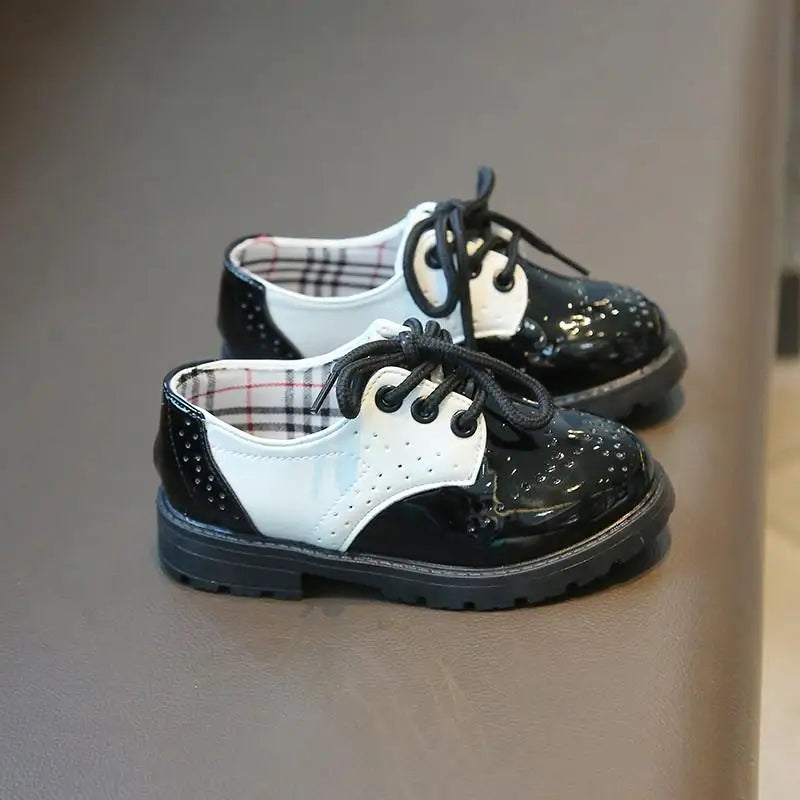 Children's Leather Shoes Round Toe Lace-up Elegant Spring Soft Comfy Baroque Style Kids Casual Shoe Boys Girls Flat Shoes