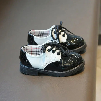 Children's Leather Shoes Round Toe Lace-up Elegant Spring Soft Comfy Baroque Style Kids Casual Shoe Boys Girls Flat Shoes