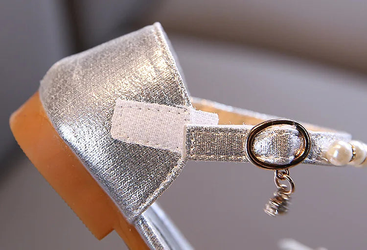 New Children's Party Wedding Children Shoes Sequin Lace Bow Kids Shoes Cute Pearl Princess Dance Single Casual Girls Shoe