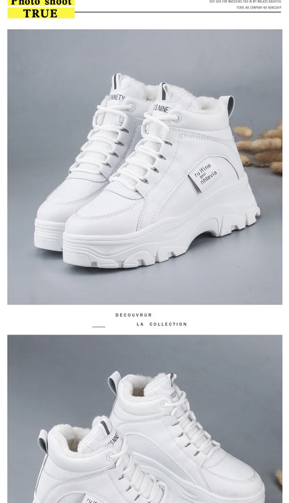 Women's casual sneakers; winter sneakers with plush fur; warm women's shoes; women's shoes with lacing women's shoes on Fashion