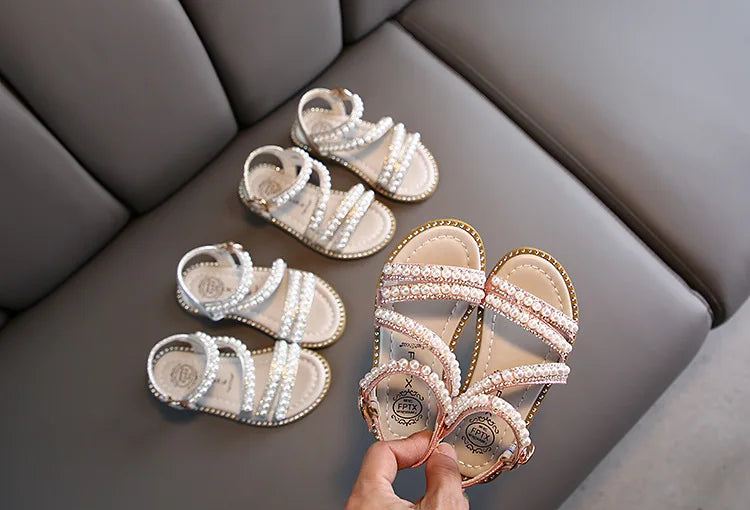 Girl Sandals Summer Fashion Kids Baby Girls Bling Rhinestone Princess Single Sandals For Little Big Girl's Shoes