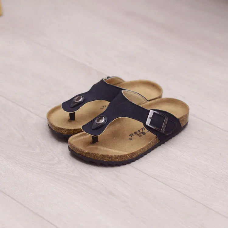 Summer Boys Girls Breathable Sandals New Style Children leather Shoes Kids Beach Shoes For Girl Boys Cork Slipper
