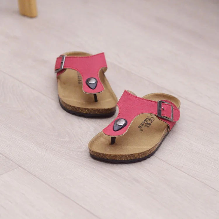Summer Boys Girls Breathable Sandals New Style Children leather Shoes Kids Beach Shoes For Girl Boys Cork Slipper