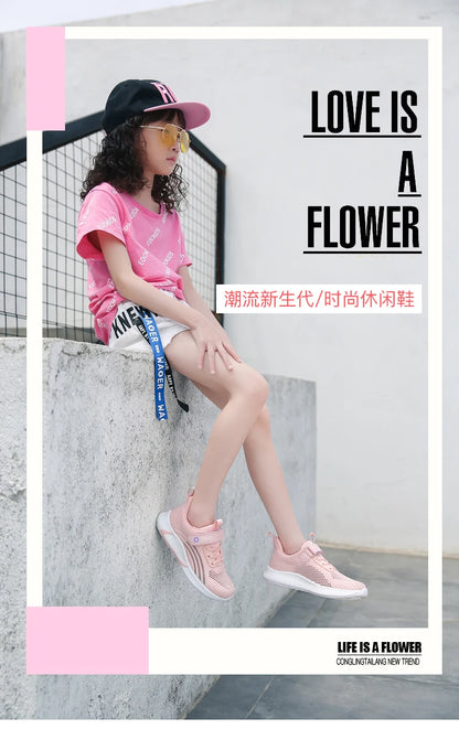Girls Running Shoes Child White Mesh Sneakers Student Kids Summer Female Fashion Children Autumn Colorful Sport Shoes Light